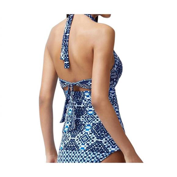 NEW TOMMY BAHAMA cowrie diamonds underwire halter tankini top - dd-cup in indigo - Picture 2 of 3